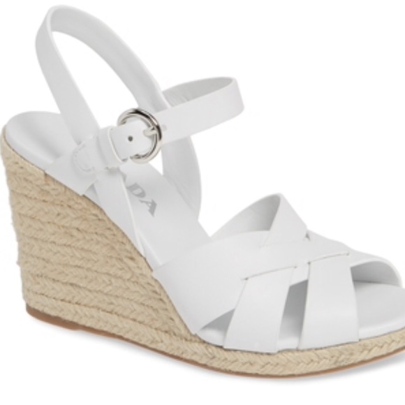 Prada Espadrille Crisscross Platform Sandal Size 8 - Picture 1 of 7